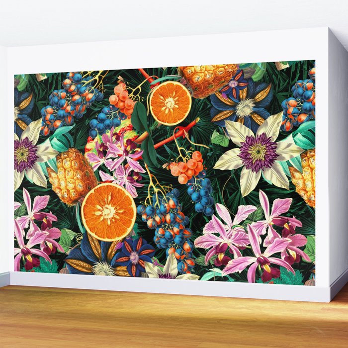 Tropical Orange Garden Wall Mural Gallery Image 2