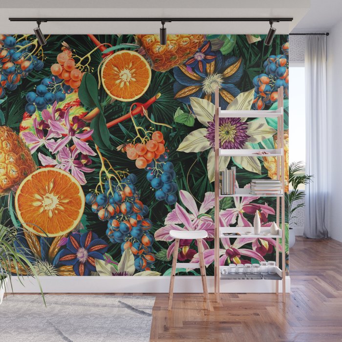 Tropical Orange Garden Wall Mural Gallery Image 1