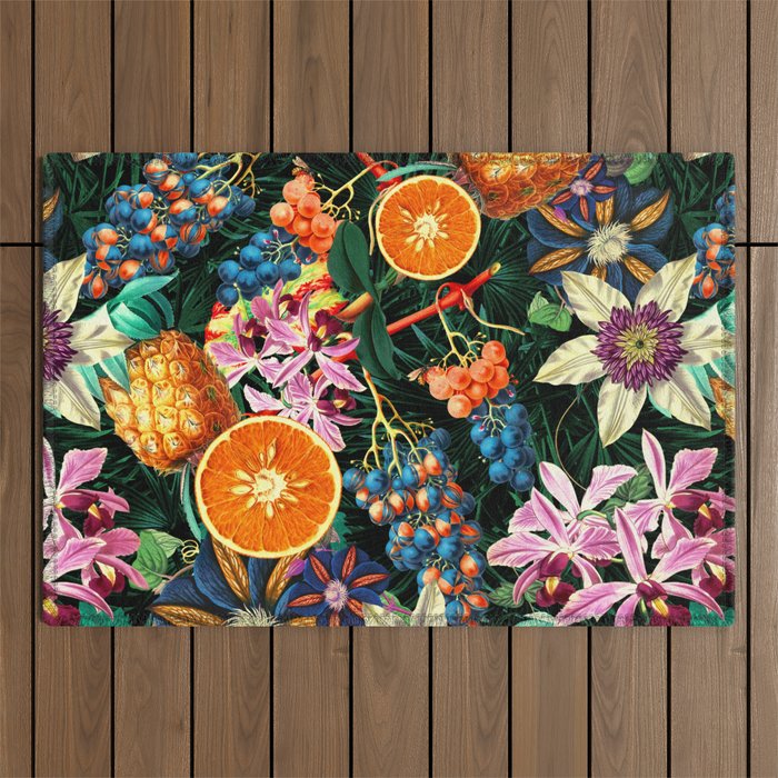 Tropical Orange Garden Outdoor Rug Gallery Image 1