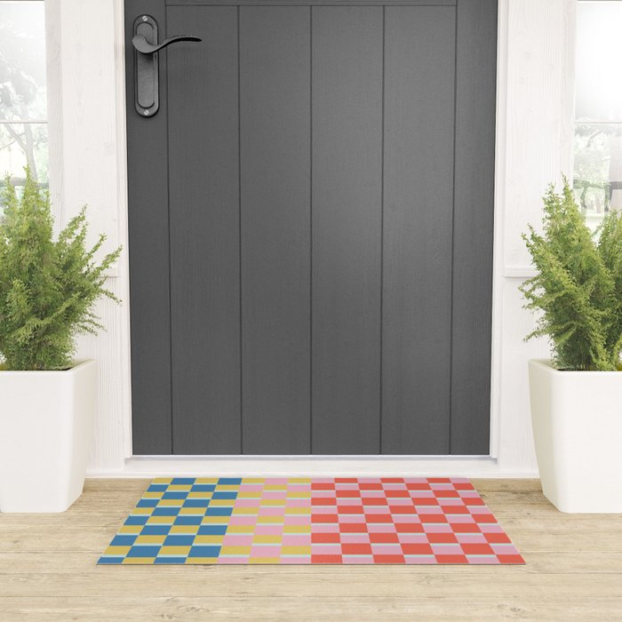 Colorful Checkerboard Welcome Mat Gallery Image 3
