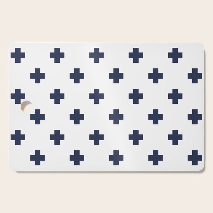 Navy Blue Swiss Cross Pattern Cutting Board Gallery Image 1