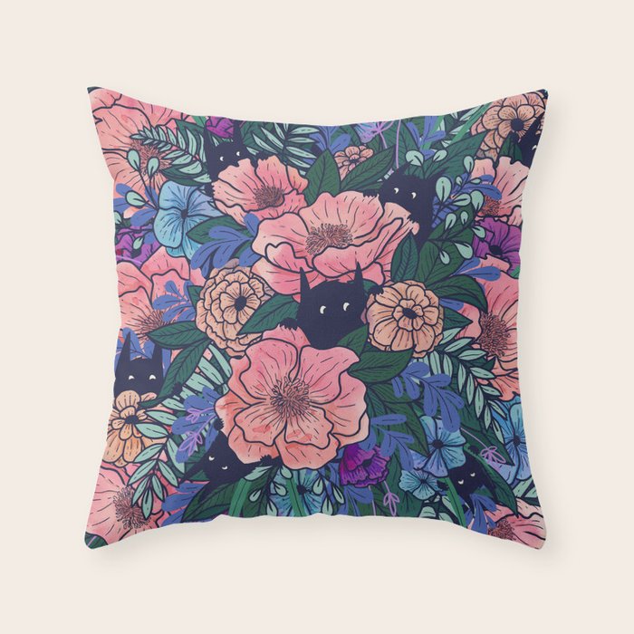Wild Flowers (on Blue) Throw Pillow Gallery Image 6