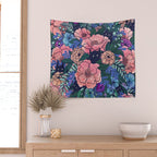 Wild Flowers (on Blue) Wall Tapestry Gallery Image 2