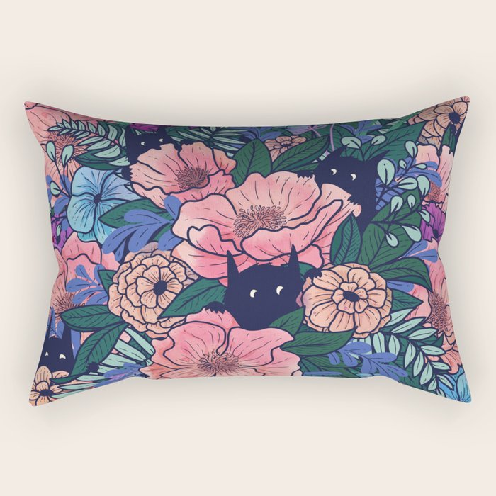 Wild Flowers (on Blue) Rectangular Pillow Gallery Image 2