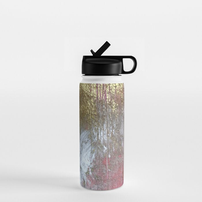 Golden Girl: a pretty abstract mixed media piece in pink, white, gold, and gray Water Bottle Gallery Image 1