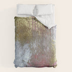 Golden Girl: a pretty abstract mixed media piece in pink, white, gold, and gray Duvet Cover Gallery Image 6