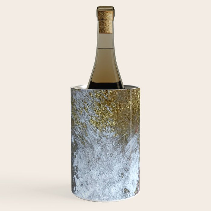 Golden Girl: a pretty abstract mixed media piece in pink, white, gold, and gray Wine Chiller Gallery Image 2