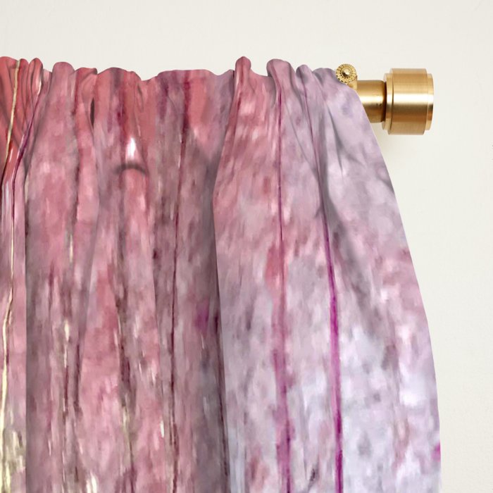 Golden Girl: a pretty abstract mixed media piece in pink, white, gold, and gray Window Curtain Gallery Image 2
