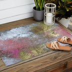 Golden Girl: a pretty abstract mixed media piece in pink, white, gold, and gray Outdoor Rug Gallery Image 2