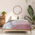 Golden Girl: a pretty abstract mixed media piece in pink, white, gold, and gray Comforter Gallery Image 3
