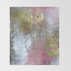 Golden Girl: a pretty abstract mixed media piece in pink, white, gold, and gray Throw Blanket Gallery Image 2