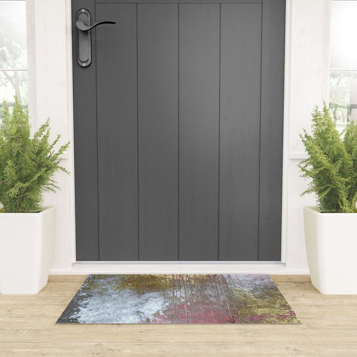 Golden Girl: a pretty abstract mixed media piece in pink, white, gold, and gray Welcome Mat Gallery Image 3