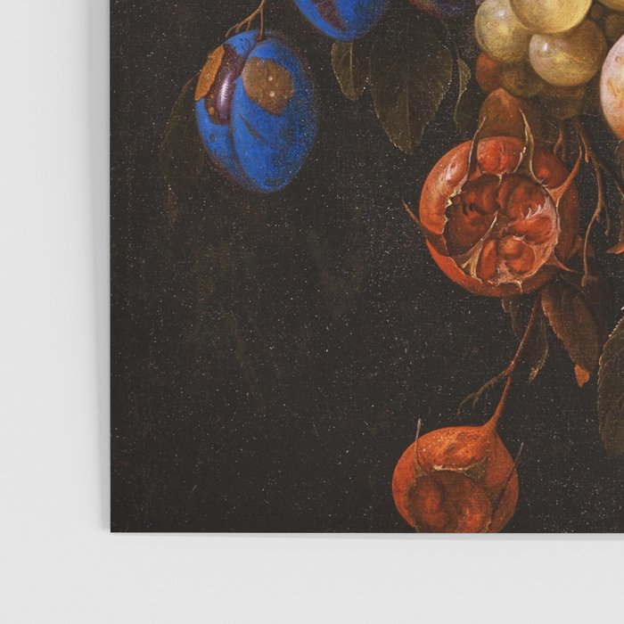 A festoon of fruit hanging from a blue ribbon 1670 still life portrait painting by Cornelis de Heem Poster Gallery Image 3