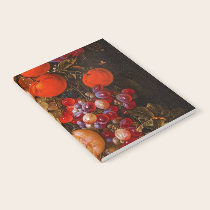 A festoon of fruit hanging from a blue ribbon 1670 still life portrait painting by Cornelis de Heem Notebook Gallery Image 2
