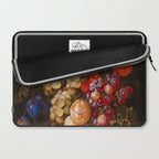 A festoon of fruit hanging from a blue ribbon 1670 still life portrait painting by Cornelis de Heem Laptop Sleeve Gallery Image 2