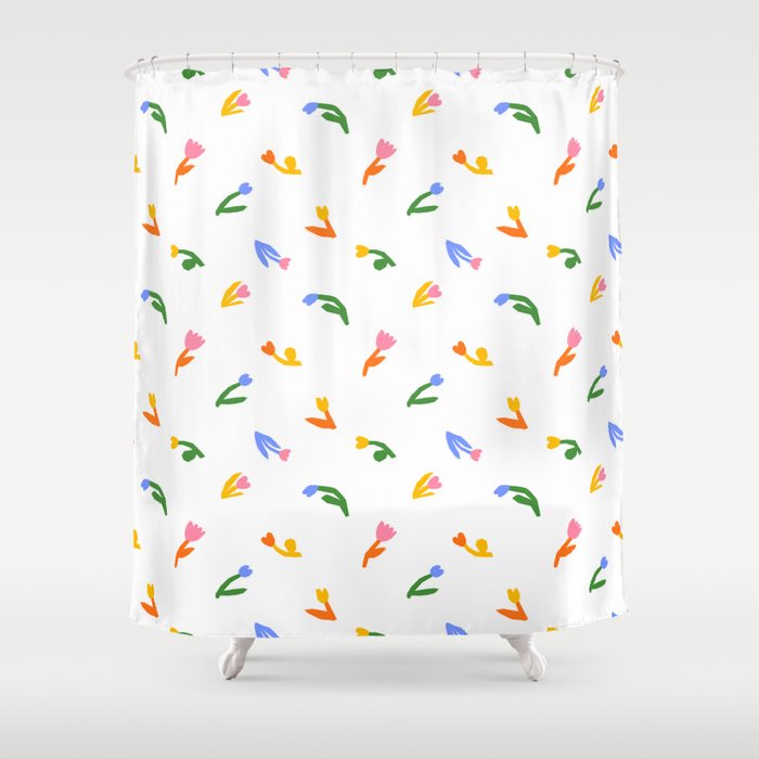 Colorful flower art patterm Shower Curtain Gallery Image 1