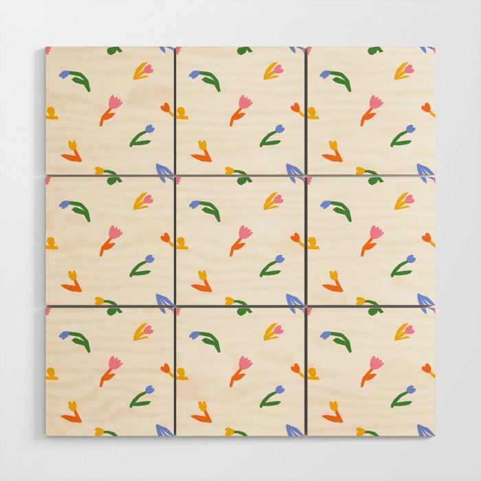 Colorful flower art patterm Wood Wall Art Gallery Image 1