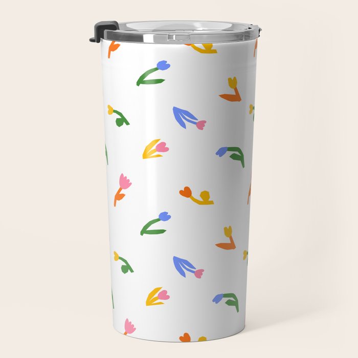 Colorful flower art patterm Travel Mug Gallery Image 3