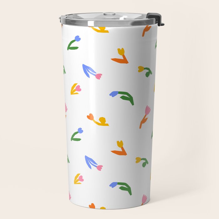 Colorful flower art patterm Travel Mug Gallery Image 2