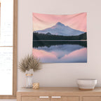 Mount Hood Pastel Sunset - Cascade Mountain Adventure Wall Tapestry Gallery Image 2