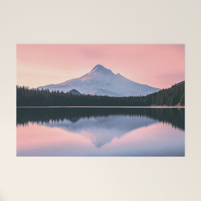 Mount Hood Pastel Sunset - Cascade Mountain Adventure Welcome Mat Gallery Image 1