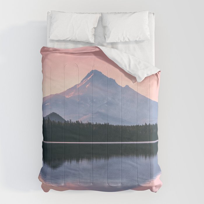 Mount Hood Pastel Sunset - Cascade Mountain Adventure Comforter Gallery Image 6