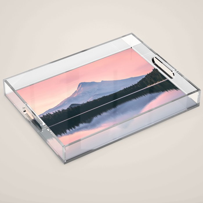 Mount Hood Pastel Sunset - Cascade Mountain Adventure Acrylic Tray Gallery Image 1