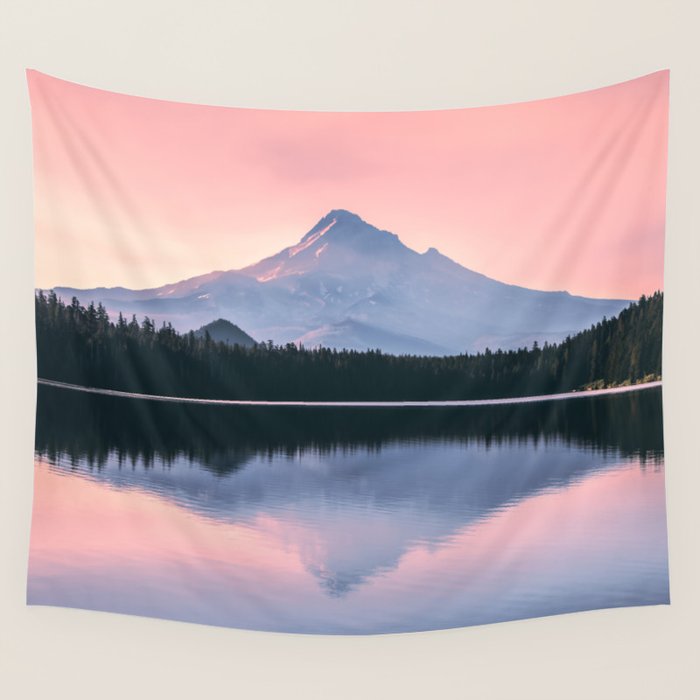 Mount Hood Pastel Sunset - Cascade Mountain Adventure Wall Tapestry Gallery Image 4