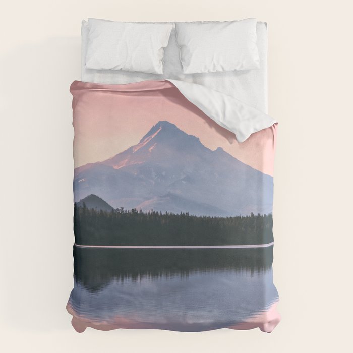 Mount Hood Pastel Sunset - Cascade Mountain Adventure Duvet Cover Gallery Image 6