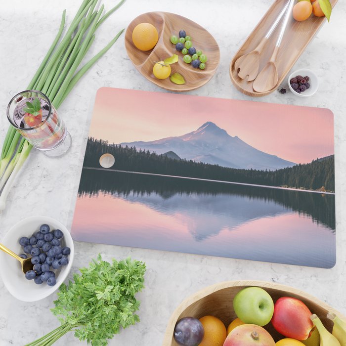 Mount Hood Pastel Sunset - Cascade Mountain Adventure Cutting Board Gallery Image 2