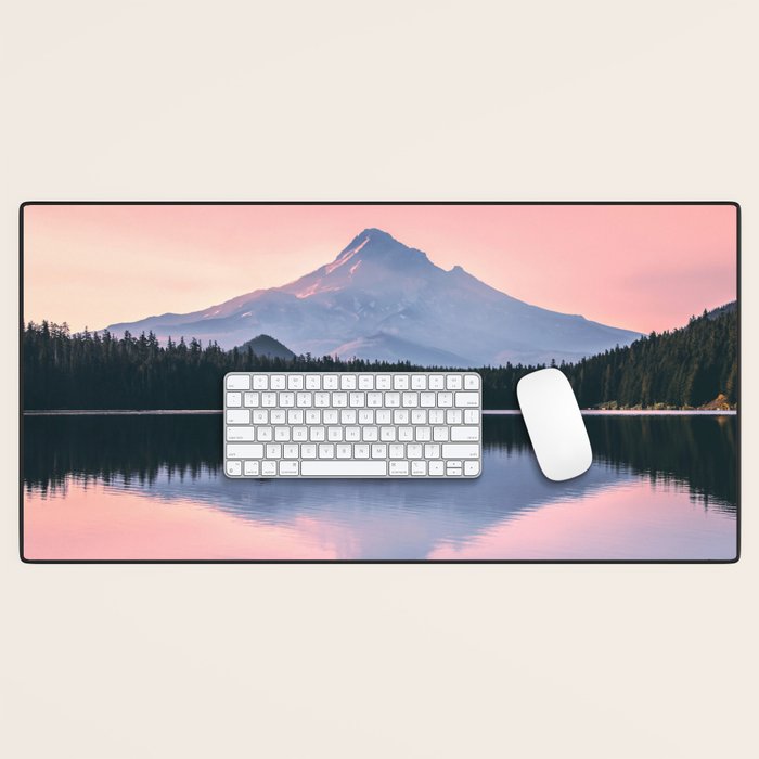 Mount Hood Pastel Sunset - Cascade Mountain Adventure Desk Mat Gallery Image 1