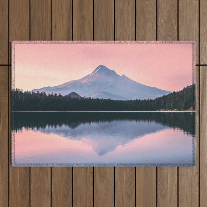 Mount Hood Pastel Sunset - Cascade Mountain Adventure Outdoor Rug Gallery Image 1