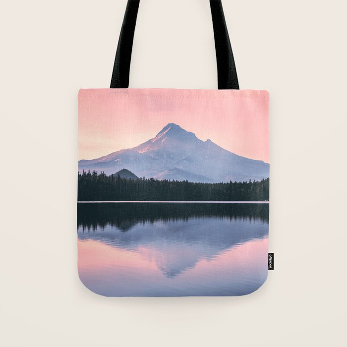 Mount Hood Pastel Sunset - Cascade Mountain Adventure Tote Bag Gallery Image 1