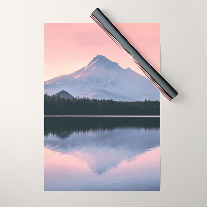 Mount Hood Pastel Sunset - Cascade Mountain Adventure Wrapping Paper Gallery Image 1