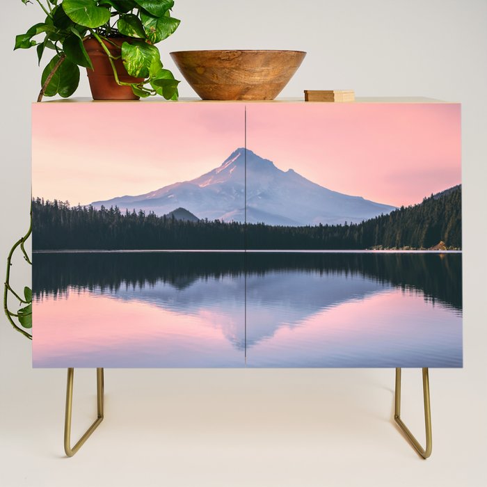 Mount Hood Pastel Sunset - Cascade Mountain Adventure Credenza Gallery Image 1