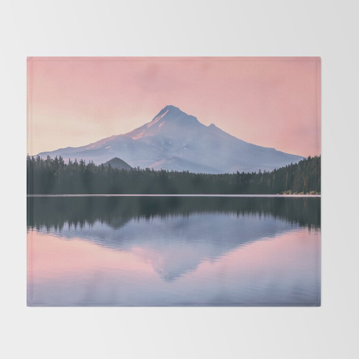 Mount Hood Pastel Sunset - Cascade Mountain Adventure Throw Blanket Gallery Image 2