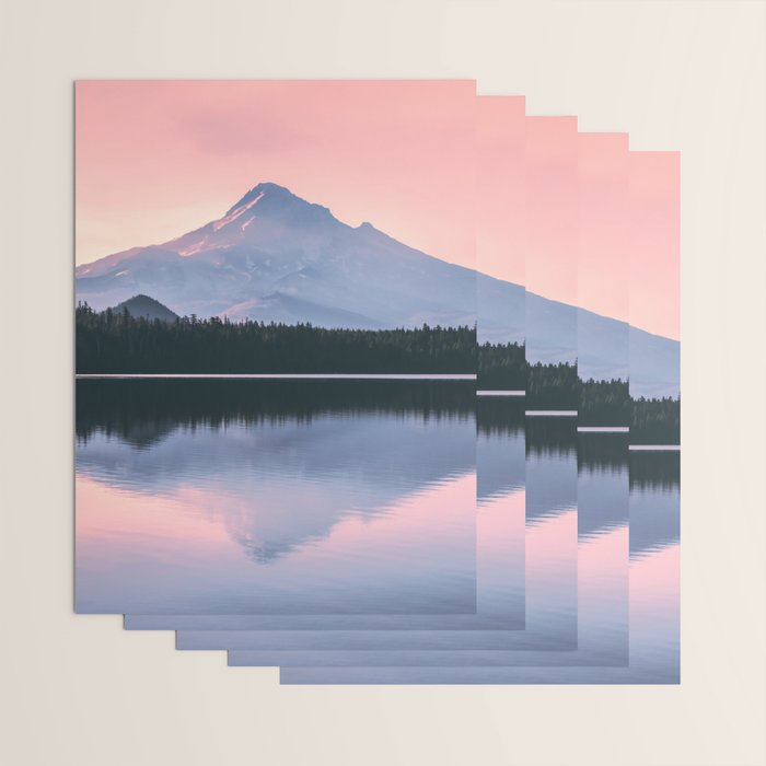 Mount Hood Pastel Sunset - Cascade Mountain Adventure Wrapping Paper Gallery Image 3