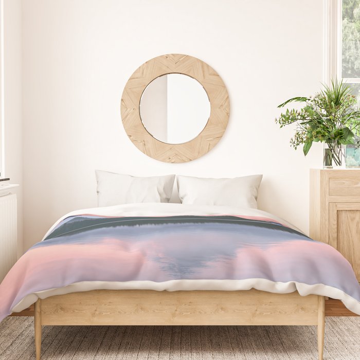 Mount Hood Pastel Sunset - Cascade Mountain Adventure Duvet Cover Gallery Image 3