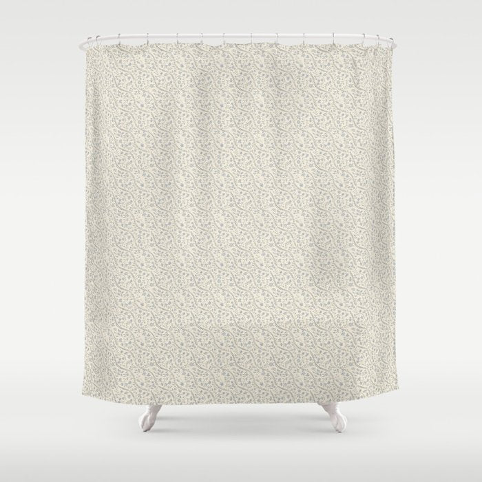 Diagonal Trailing Ditsy Floral - Cream Blue Shower Curtain Gallery Image 1