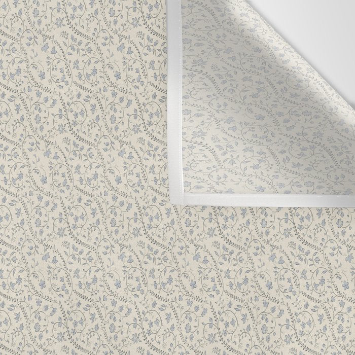 Diagonal Trailing Ditsy Floral - Cream Blue Wall Tapestry Gallery Image 3