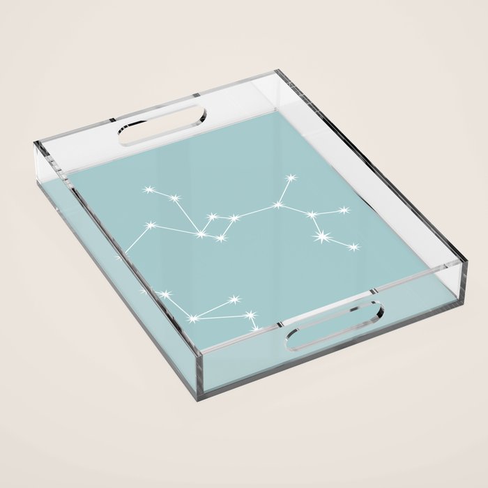 Sagittarius Zodiac Star Constellation Line Art Pastel Teal Acrylic Tray Gallery Image 1