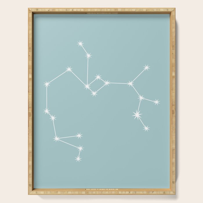 Sagittarius Zodiac Star Constellation Line Art Pastel Teal Serving Tray Gallery Image 1