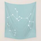 Sagittarius Zodiac Star Constellation Line Art Pastel Teal Wall Tapestry Gallery Image 4