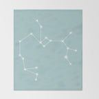 Sagittarius Zodiac Star Constellation Line Art Pastel Teal Throw Blanket Gallery Image 2
