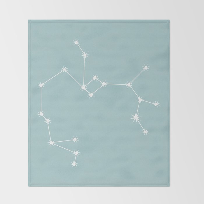 Sagittarius Zodiac Star Constellation Line Art Pastel Teal Throw Blanket Gallery Image 2