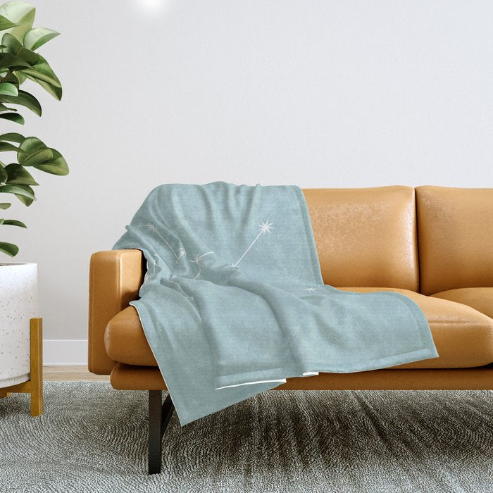 Sagittarius Zodiac Star Constellation Line Art Pastel Teal Throw Blanket Gallery Image 1