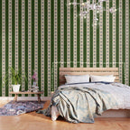 Green And Cream Stripes And Flowers Wallpaper Gallery Image 3