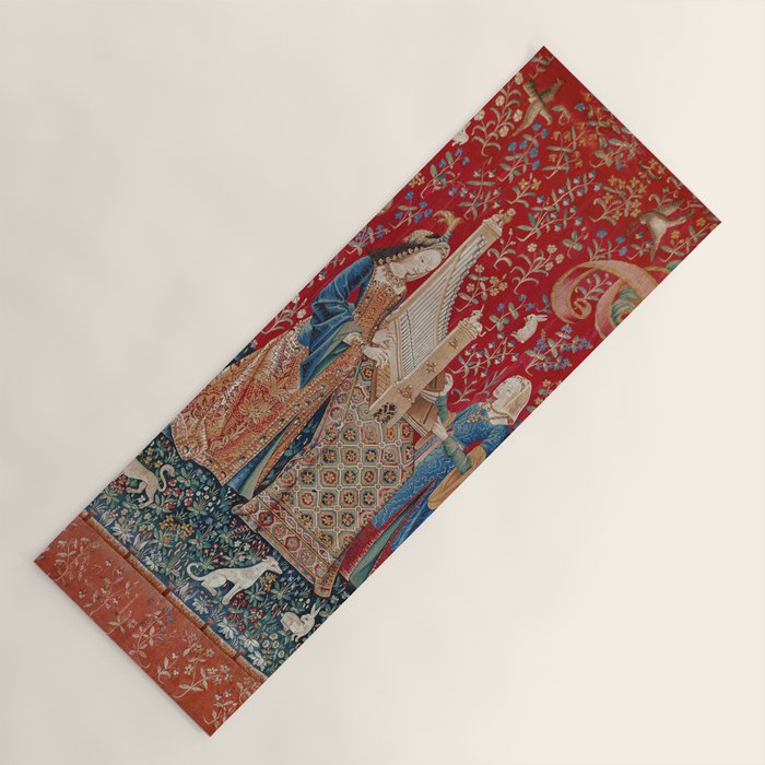 Lady and Unicorn Medieval Tapestry Hearing Yoga Mat Gallery Image 1