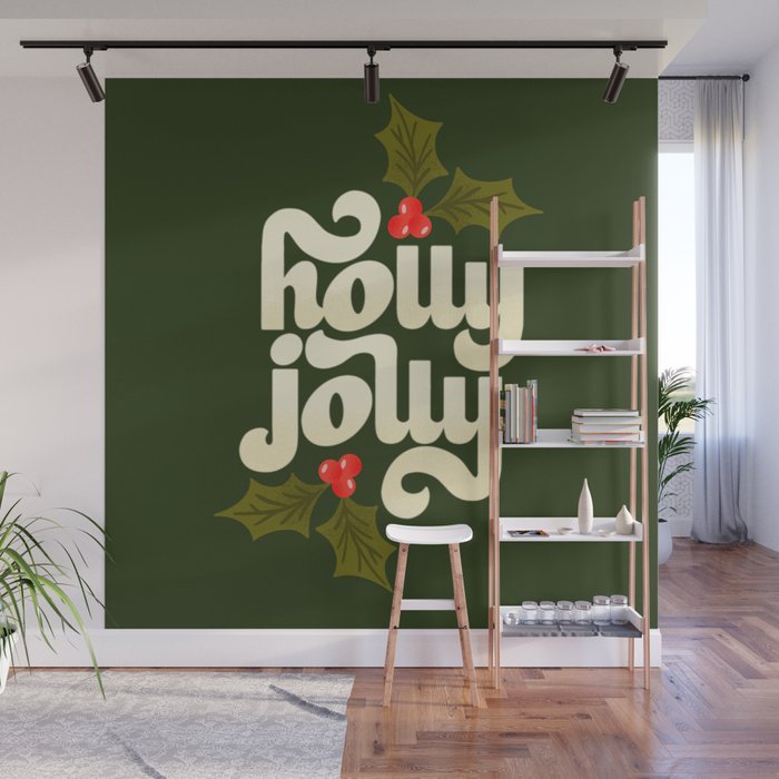 Holly Jolly Lettering Wall Mural Gallery Image 1