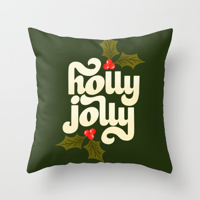 Holly Jolly Lettering Throw Pillow Gallery Image 1